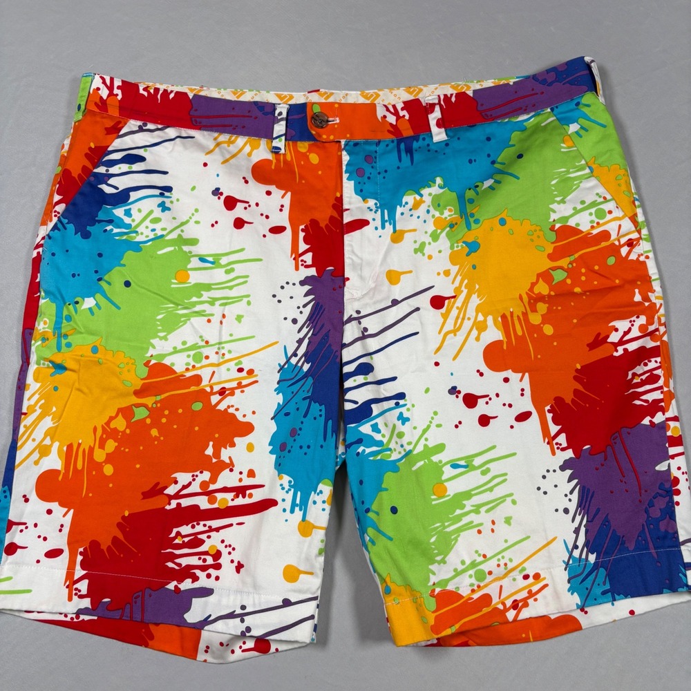 Loudmouth Shorts Mens 44 Paint Splatter Multicolor Golf Stretch Graphic